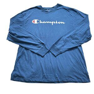 champions mens tee shirt size XL‎ blue color long sleeve round neck logo nwot